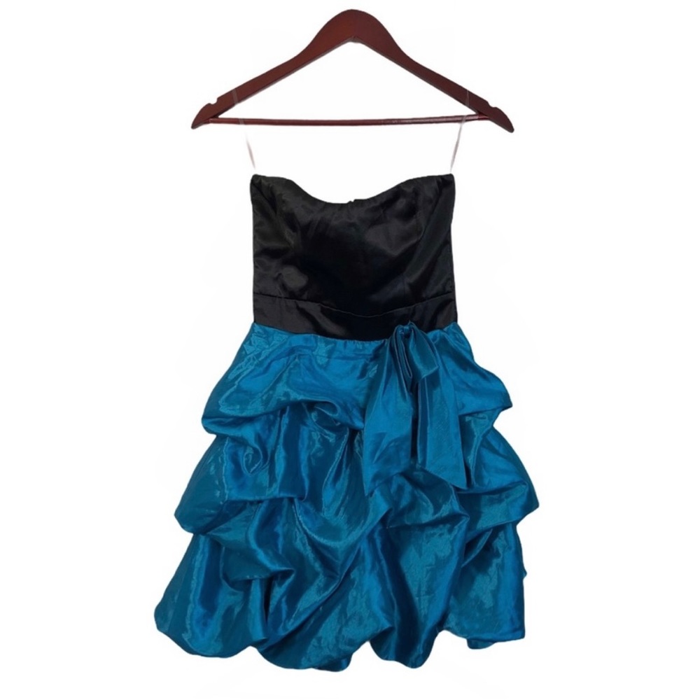 Trixxi Blue Black Strapless Mini Dress